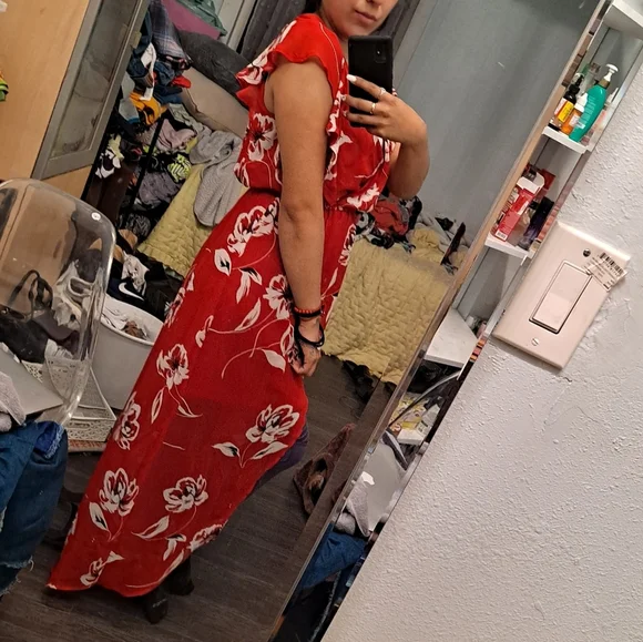 Maurices Red Floral Maxi Dress Size Small - Picture 7 of 8